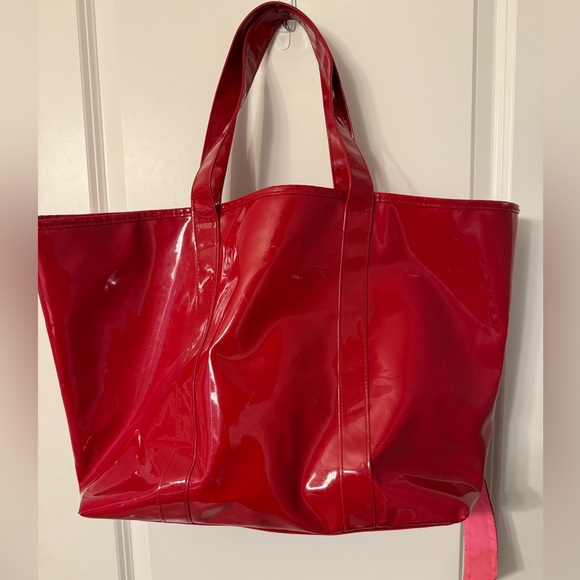 Victoria's Secret Glossy Red and Pink Tote - Picture 2 of 4